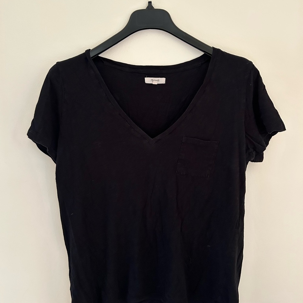 Madewell Black V Neck Relaxed T-Shirt (L)